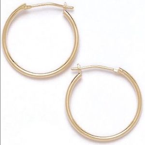 14K Pure Solid Yellow/White Gold Hoop Earrings